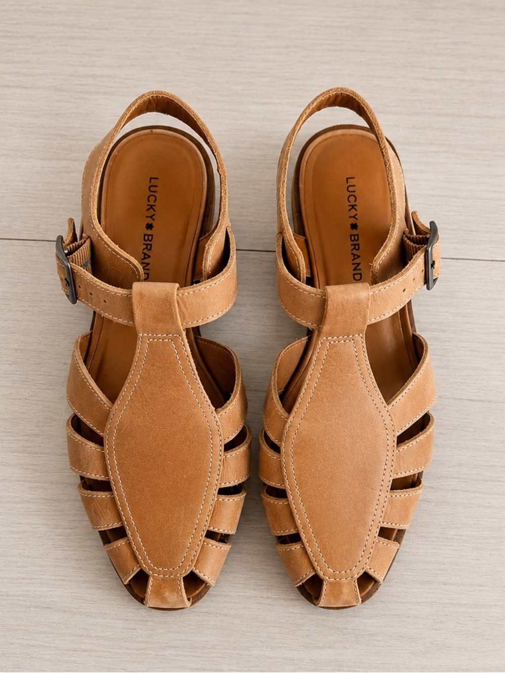 Lucky Brand Cognac Suede Strappy Fisherman Sandals for Women